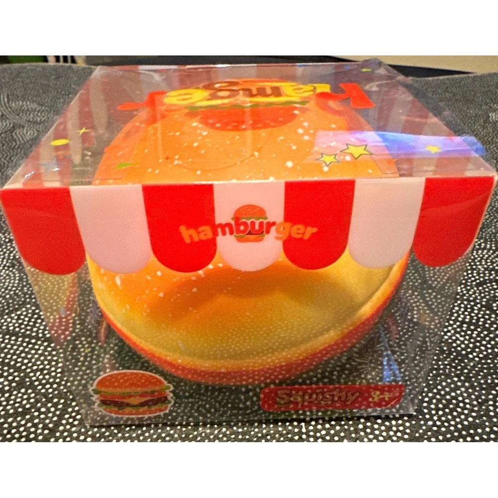 Hamburger Squishy Squeeze Sensory Toy Clear Display Box Ages 3+ ITEMNO:T-LKHB